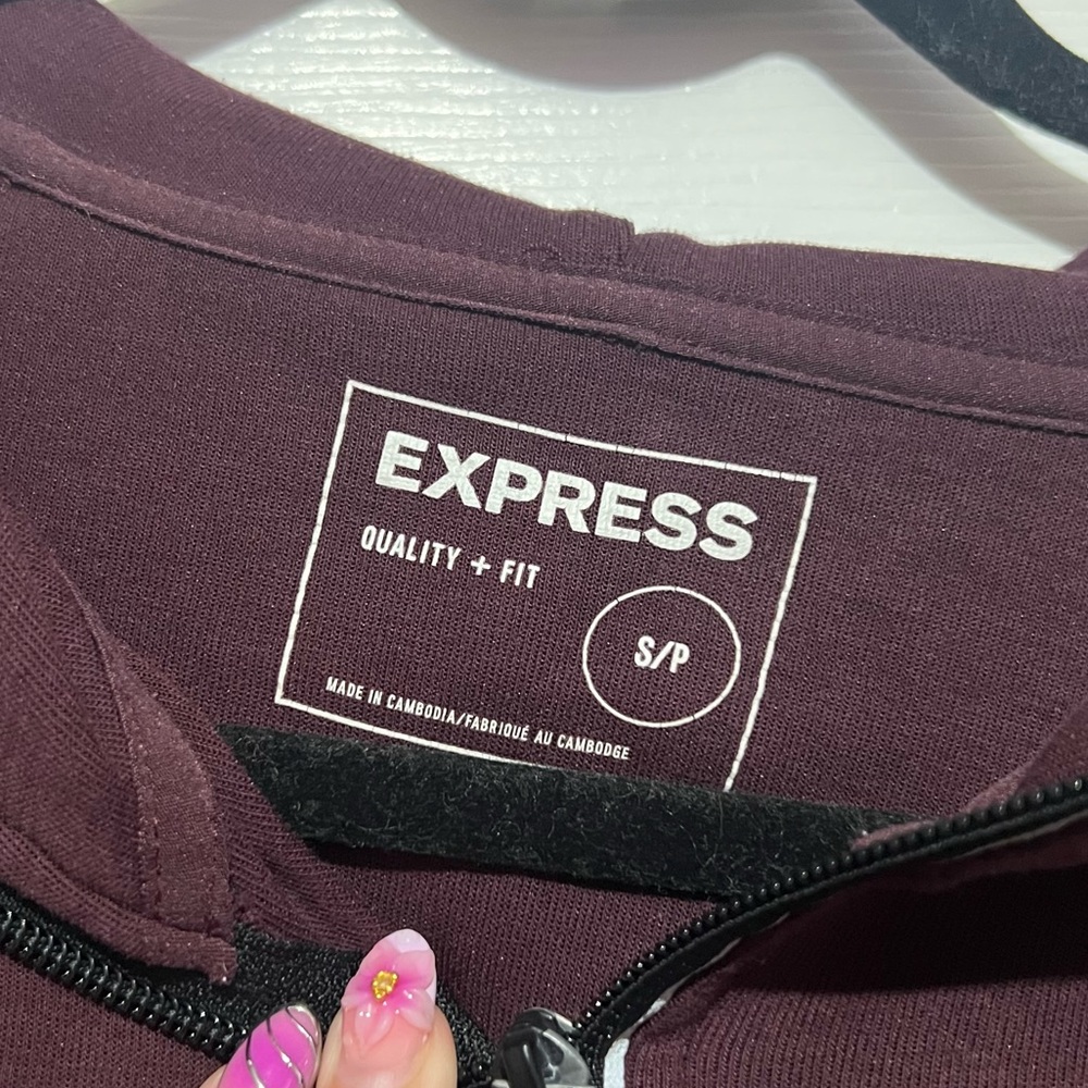 💗 Express - Mens Burgundy Zip-Up Jacket‎ - Picture 5 of 9